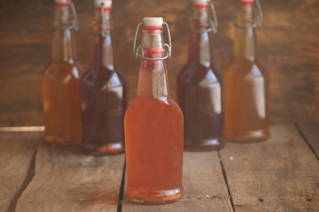 Drinks that Improve your health with five bottles of homemade kombucha.