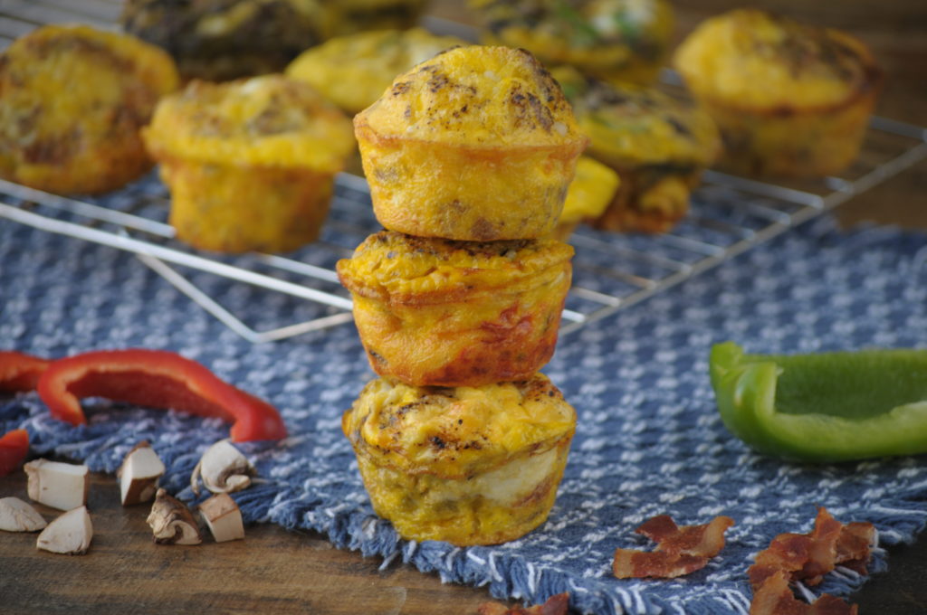 Quick Healthy Breakfast Recipes.  Omelet muffins stacked.