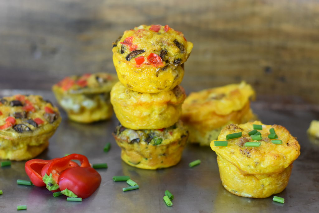 Omelet Breakfast Muffins on a tray.