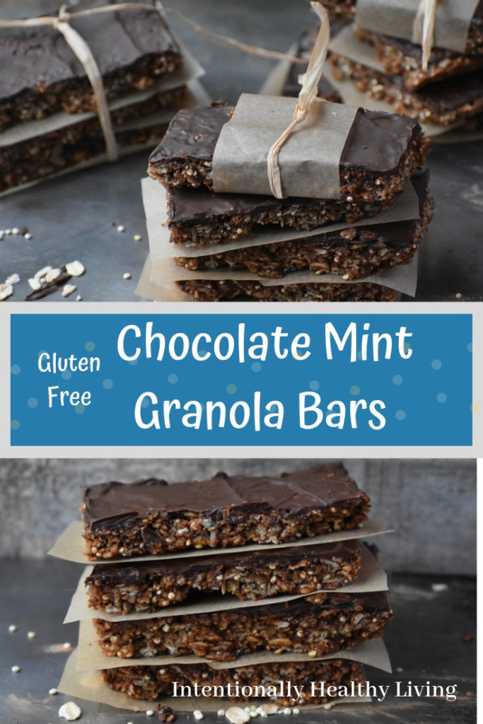 Gluten Free Chocolate Mint Granola Bars recipe at Intentionally Healthy Living.