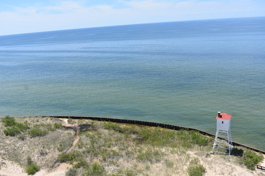 Explore Michigan Lighthouses & Sand Dunes. Lake Michigan from the top of a lighthouse.