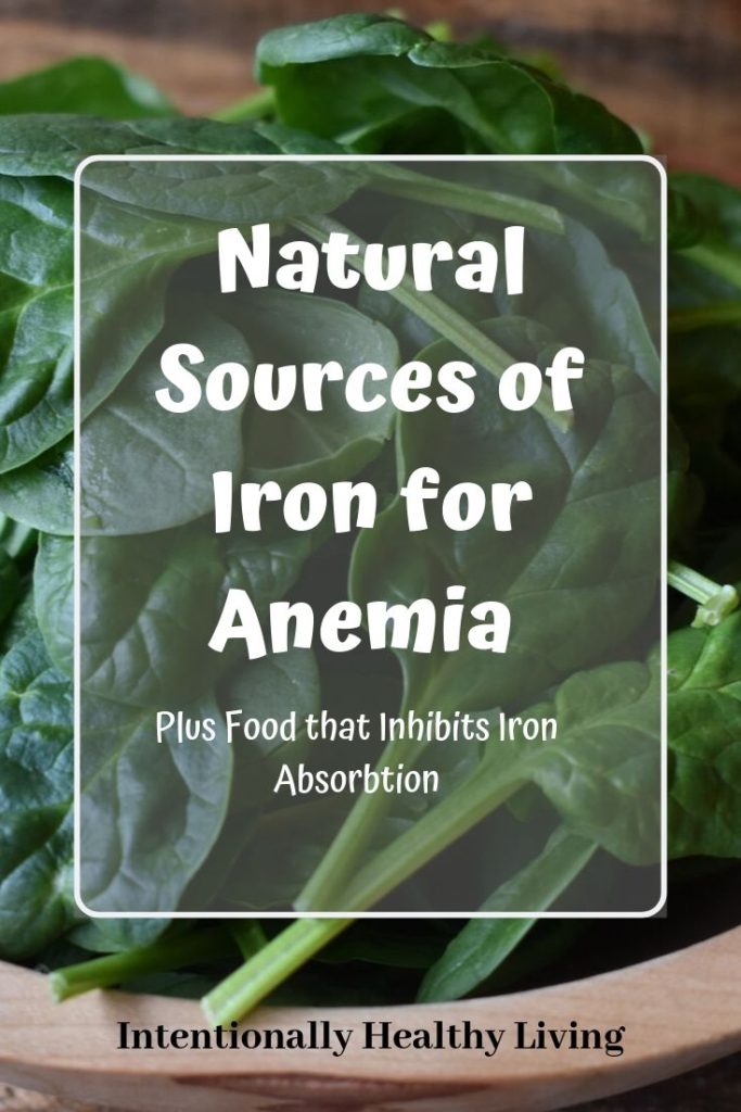 Natural Sources of Iron for Anemia.  10 natural options for boosting your iron levels at Intentionally Healthy Living.