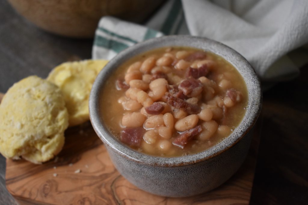 Classic Ham and Bean Soup in a bowl.