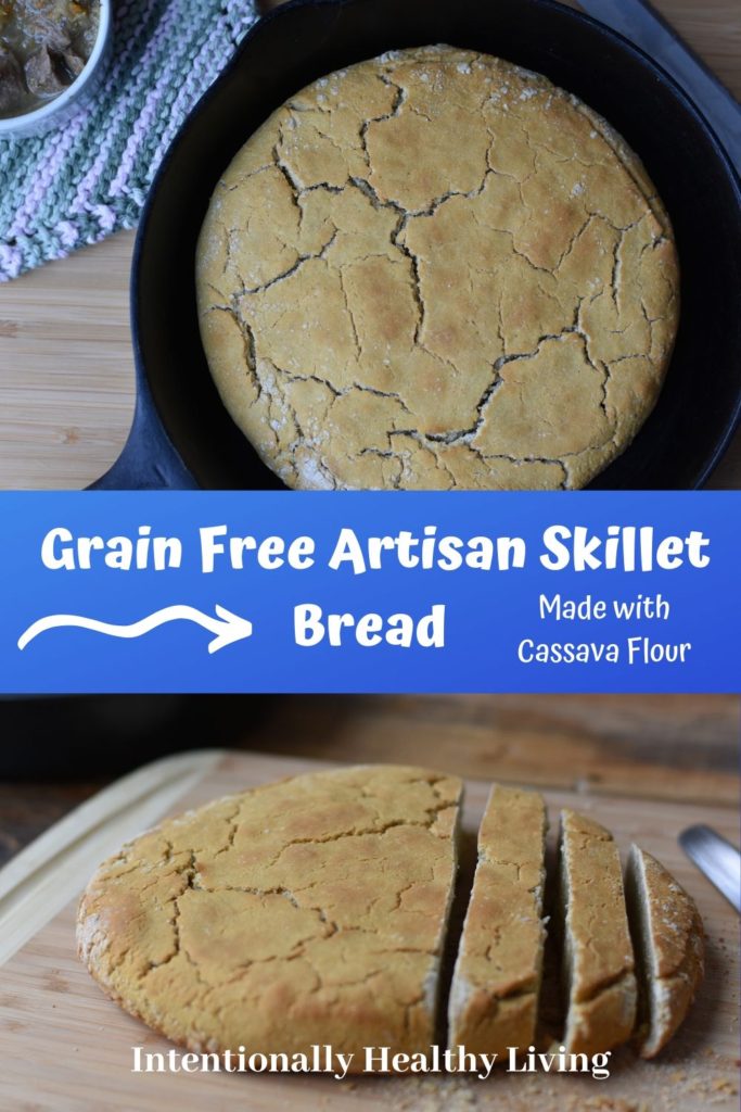 Grain Free Artisan Skillet Bread. #skilletbread #artisanbread #glutenfree #grainfreebread #cleaneating #dietrestrictions