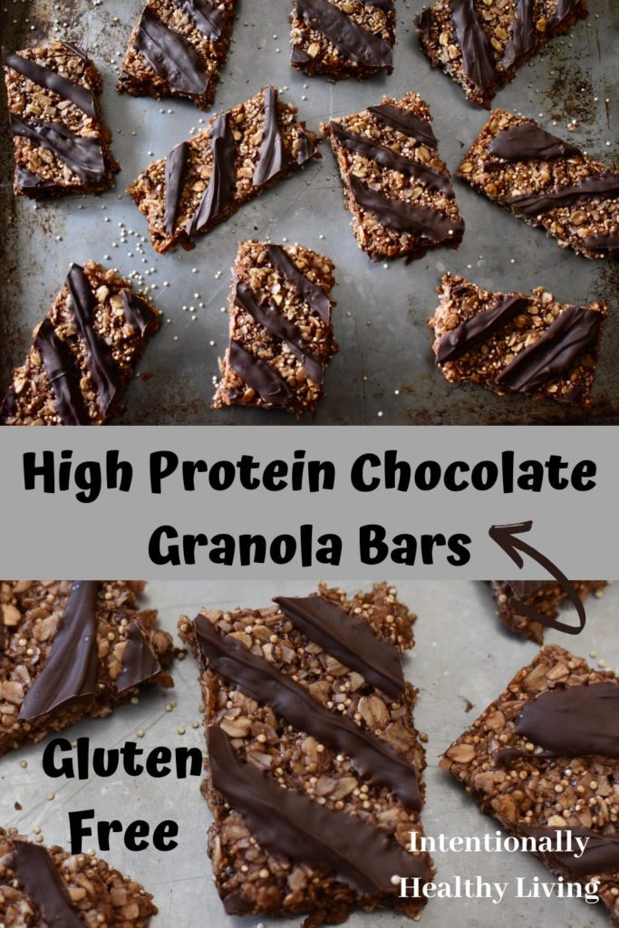 Gluten Free Chocolate Mint Granola Bars. #glutenfreeliving #proteinsnack #cleanliving #nutrientdense #granolabars #quinoa #chiaseeds