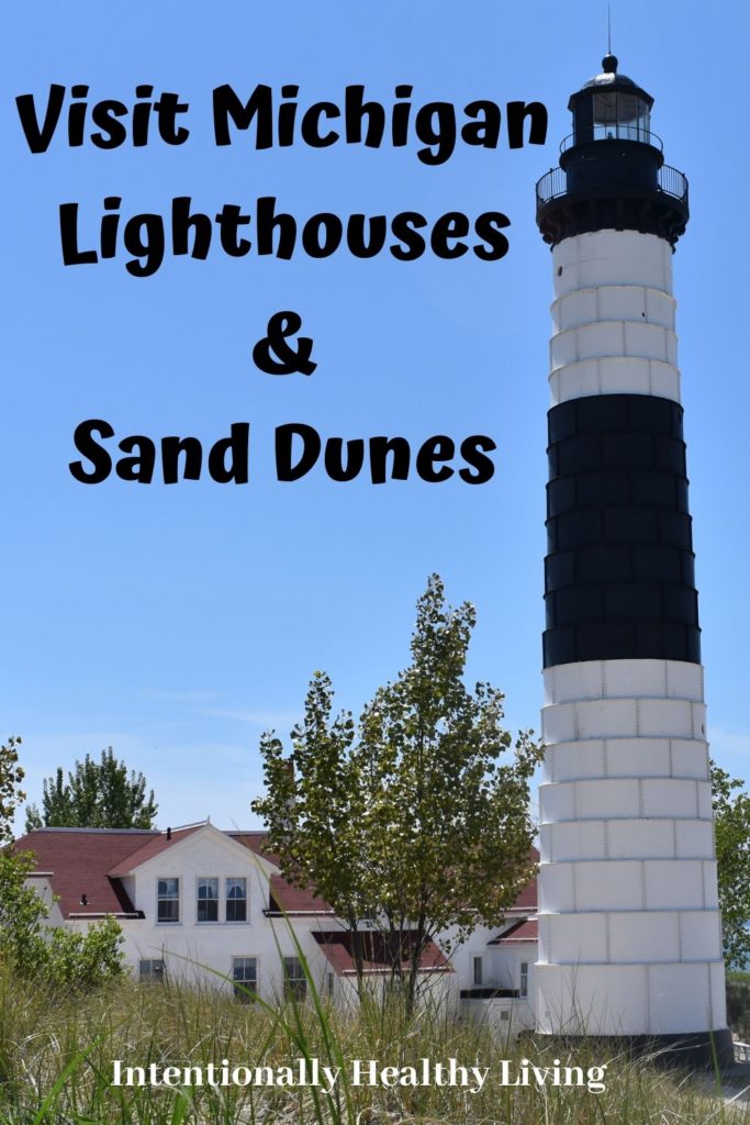 Explore Michigan Lighthouses & Sand Dunes. #visitmichigan #familyoutdooractivities #getoutdoors #hikingmichigan #bikingmichigan #lighthouses #sanddunes #silverlake #ludington