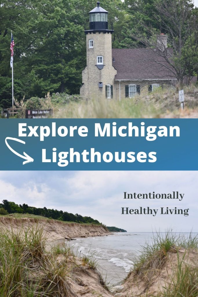 Explore Michigan Lighthouses & Sand Dunes. #visitmichigan #lighthouses #familyfun #greatlakes #hikingmichigan #bikingmichigan