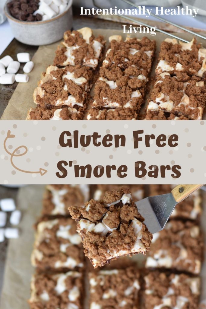 Gluten Free S'more Bars. #glutenfree #wholesomedessers #camping #chocolate #marshmallows #campfirefood
