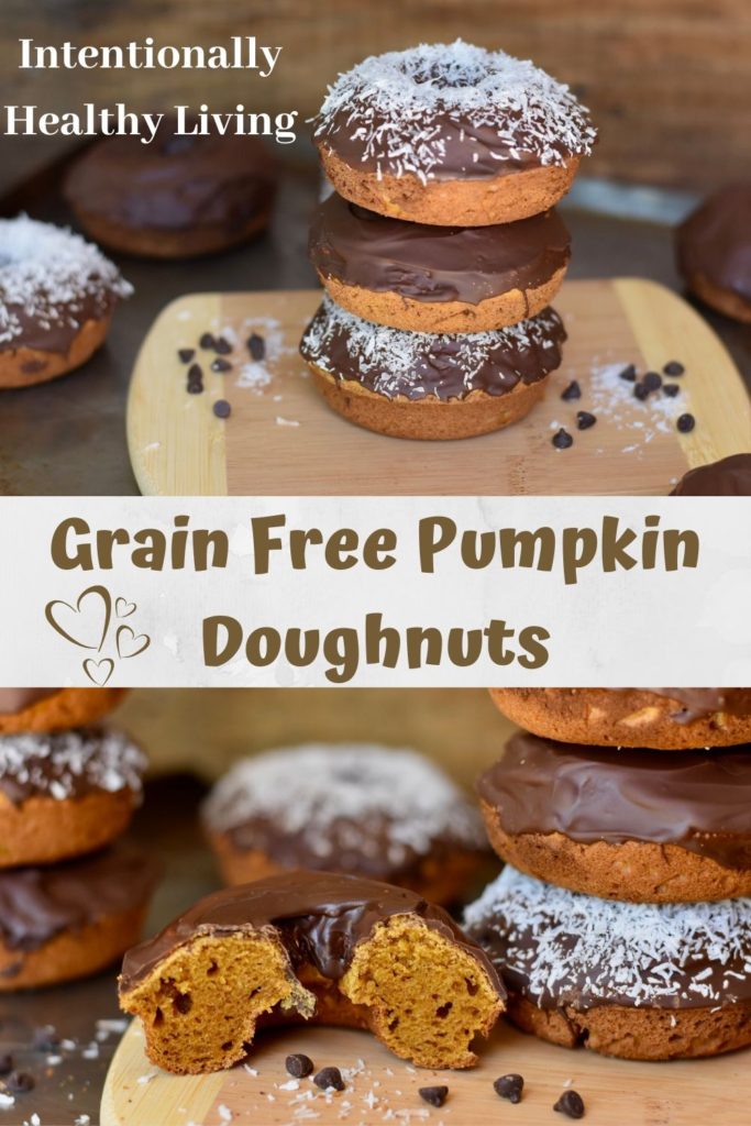 Grain Free Pumpkin Doughnuts. #pumpkin #grainfree #doughnuts #healthyliving #glutenfree #bakeddoughnuts