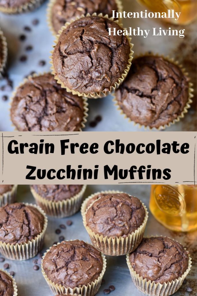 Grain Free Chocolate Zucchini Muffins. #cleaneating #zucchini #glutenfree #grainfree #keto #paleo #nograins