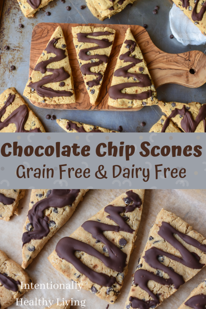 Grain Free Chocolate Chip Scones #glutenfree #breakfast #cleaneating #grainfree #keto #paleo #dairyfree #healthyliving