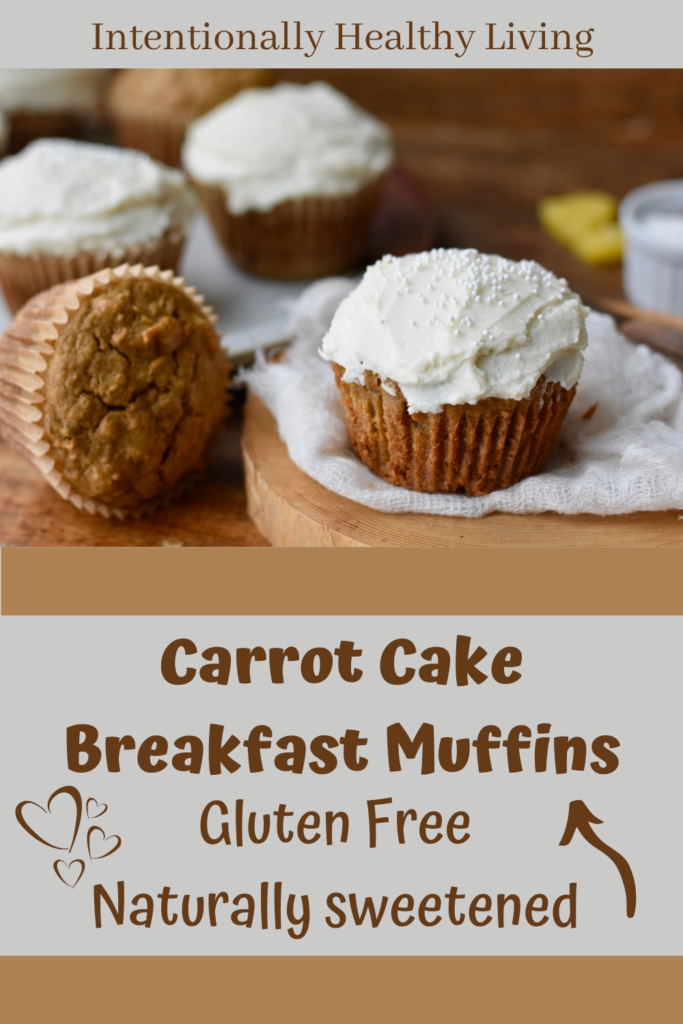 Gluten Free Carrot Cake Breakfast Muffins #cleanliving #naturallysweet #lowsugar #dairyfree #kidsbreakfast #easter #mothersday #glutenfree #loseweight
