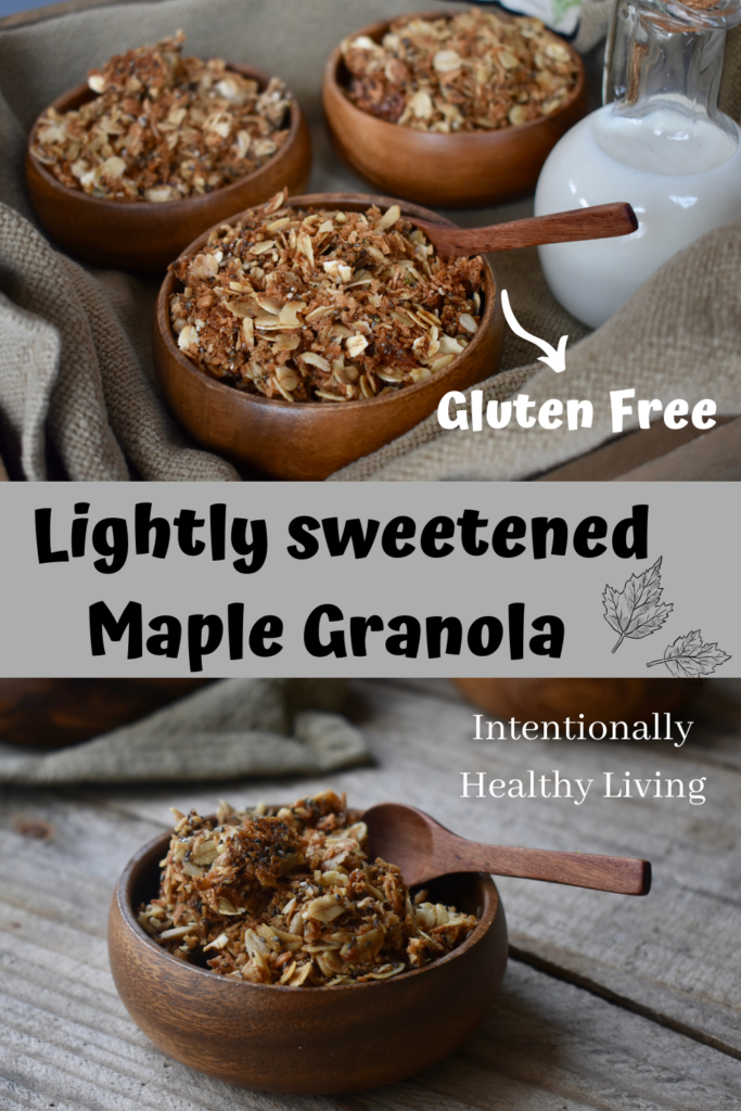 Gluten Free Maple Granola #naturallysweeteened #lowsugar #glutenfreebreakfast #healthykids #cleanliving