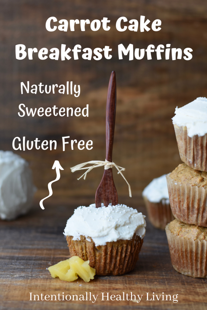 Gluten Free Carrot Cake Breakfast Muffins #glutenfreebreakfast #cleanliving #kidsbreafkast #healthyliving #naturallysweet #dairyfree #easterdessert