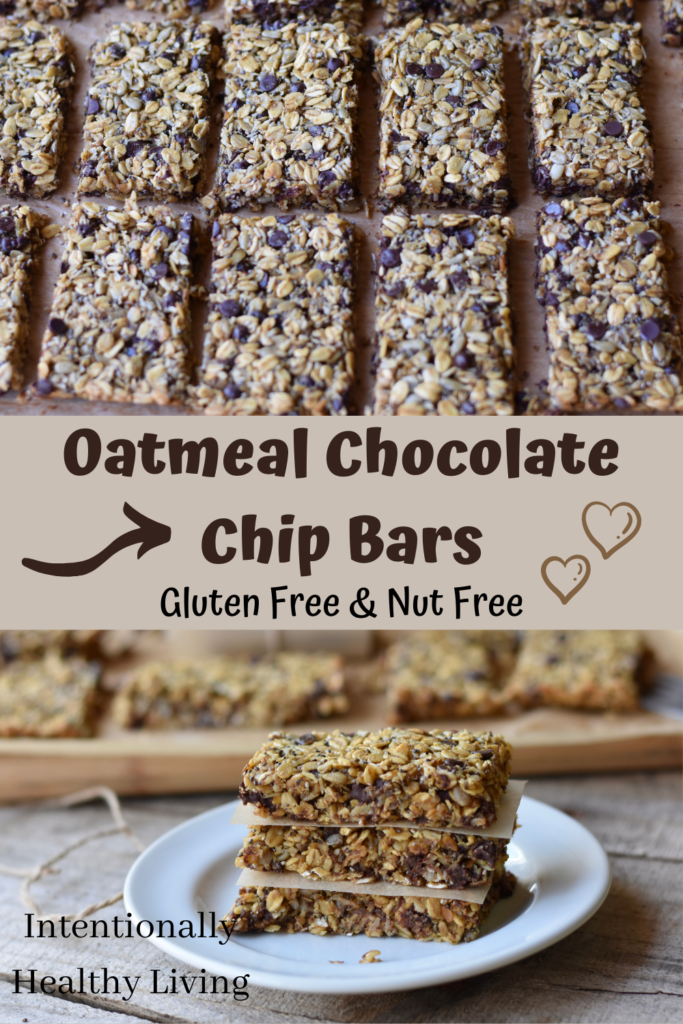 Oatmeal Chocolate Chip Bars #glutenfree #snacks #healthykids #cleaneating #dairyfree #nutfree