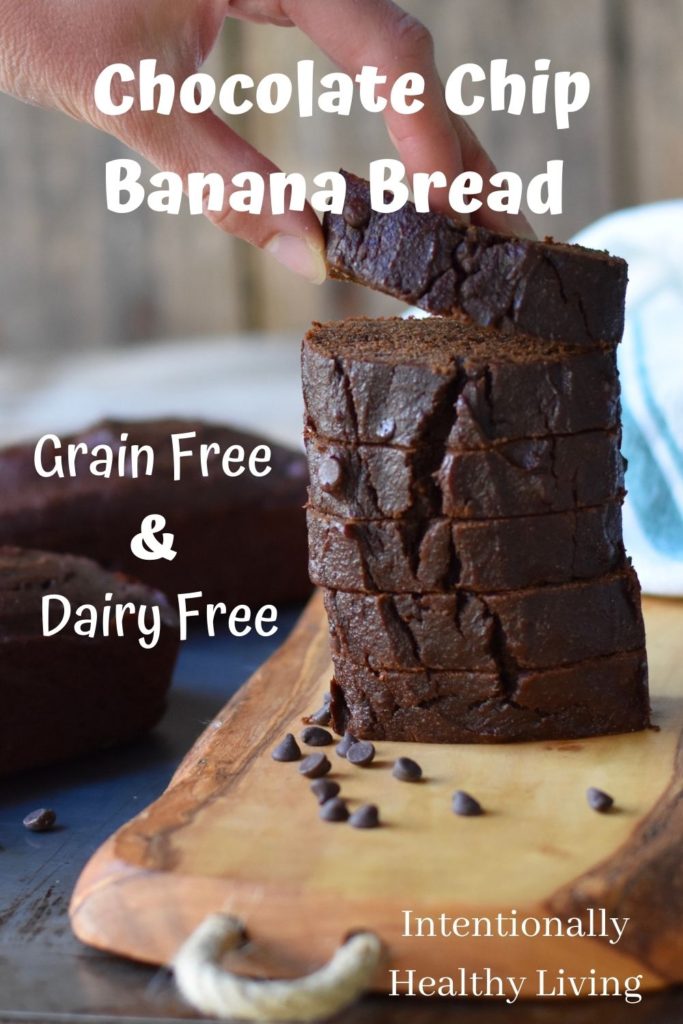 Grain Free Chocolate Banana Bread #paleo #keto #glutenfree #dairyfree #healthyliving #cleaneating #kidssnacks #healthybreadoptions #chocolatelovers #lowsugar #norefinedsugars