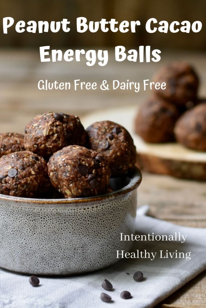 Peanut  Butter Cacao Energy Balls #healthysnacks #glutenfree #highenergy #kidssnacks #schoollunch #camping #RVlife #hiking #quicksnack #cleaneating #chiaseeds