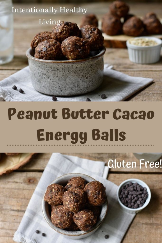 Peanut  Butter Cacao Energy Balls #healthysnacks #glutenfree #highenergy #kidssnacks #dairyfree #schoollunch #camping #RVlife #hiking #quicksnack #cleaneating #chiaseeds