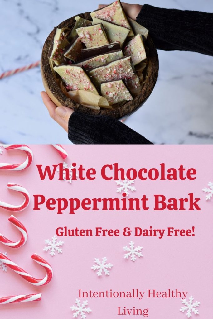 Gluten free white chocolate peppermint bark #holidayfood #christmas #foodallergies #foodintolerances #dairyfree #glutenfree #grainfree #newyearseve 