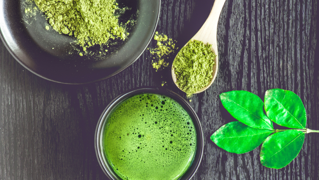 Why is green tea good for me?  Green tea powder and cup of matcha green tea.